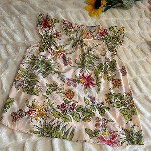 Loft floral flutter sleeve top L